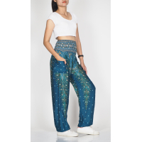 Harembroek Medium Veer groen/blauw