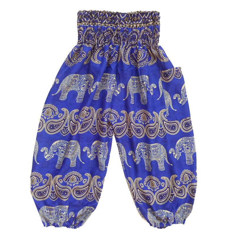 Kinder harembroek - maat 122 - Olifant blauw