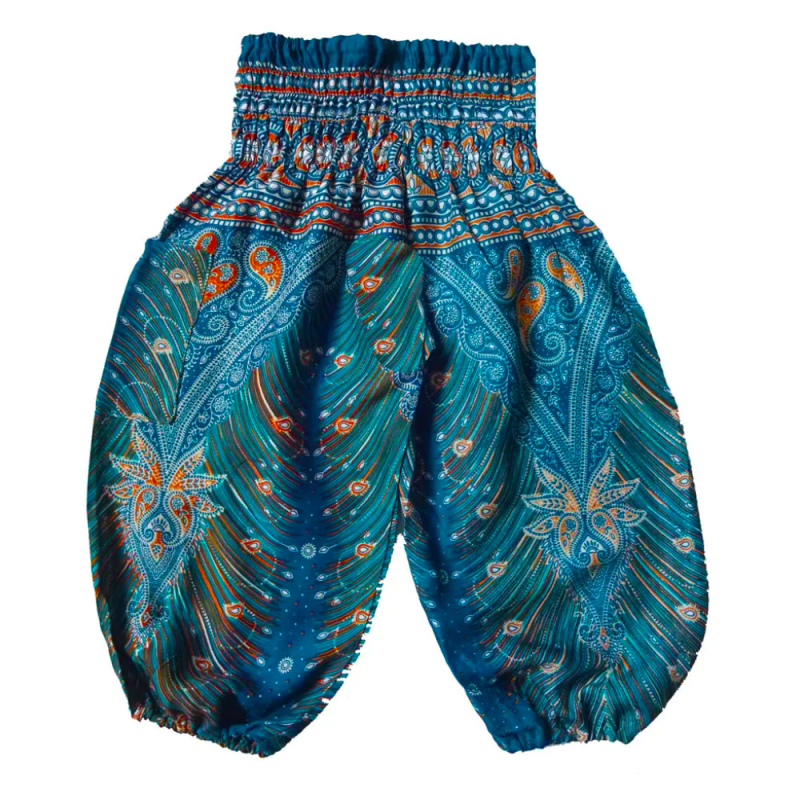 Kinder harembroek - maat  92 -Veer turquoise