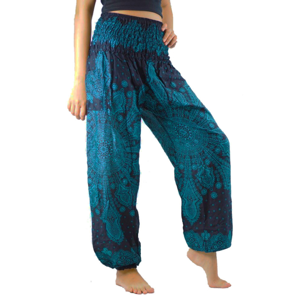 Yoga-Harembroek Small Lace zwart/blauw