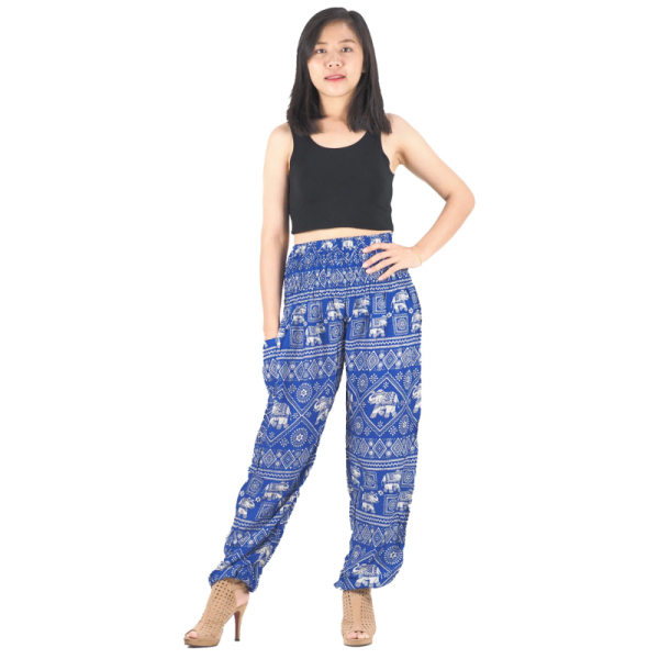 Yoga-Harembroek Large Olifantje blauw
